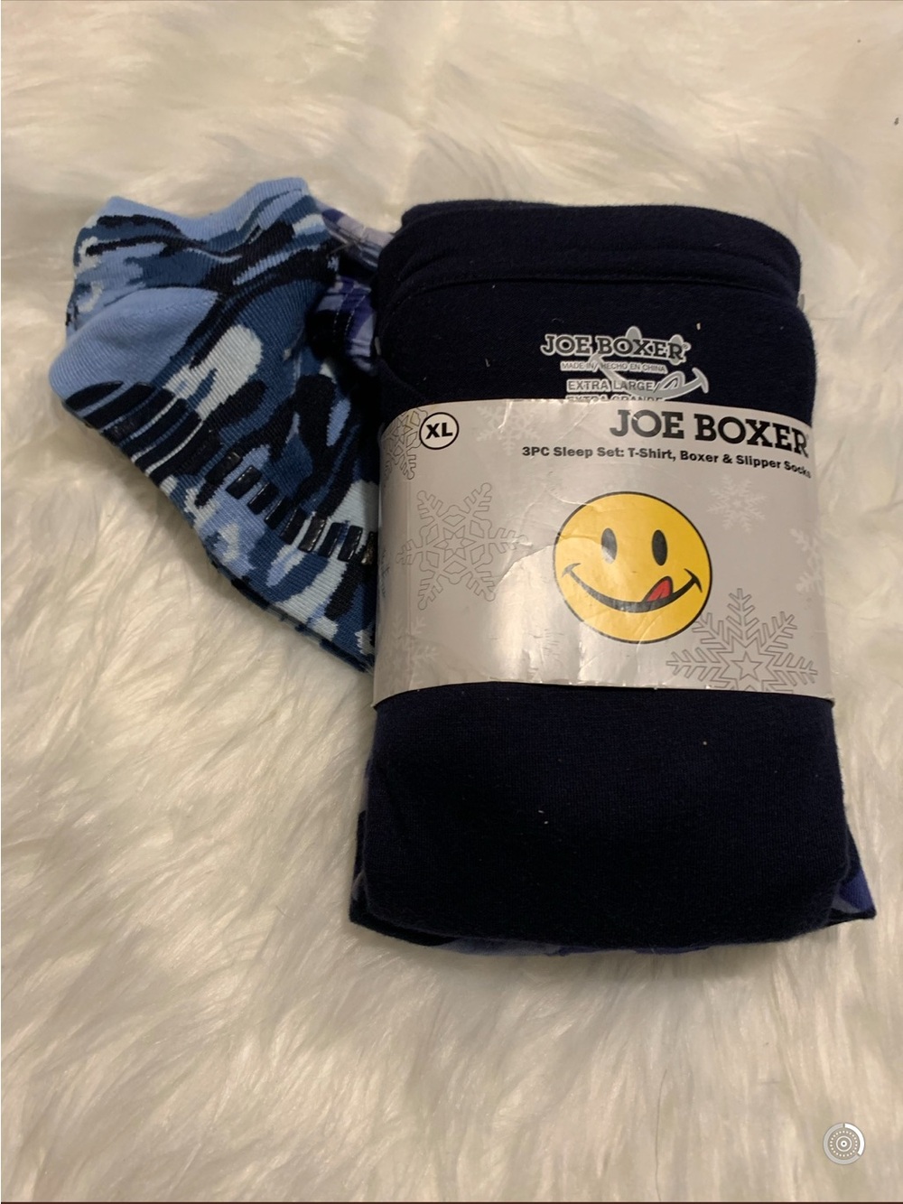 Joe Boxer Men’s Tshirt,Boxer Brief,&socks Sleep Set - Navy & Light Blue